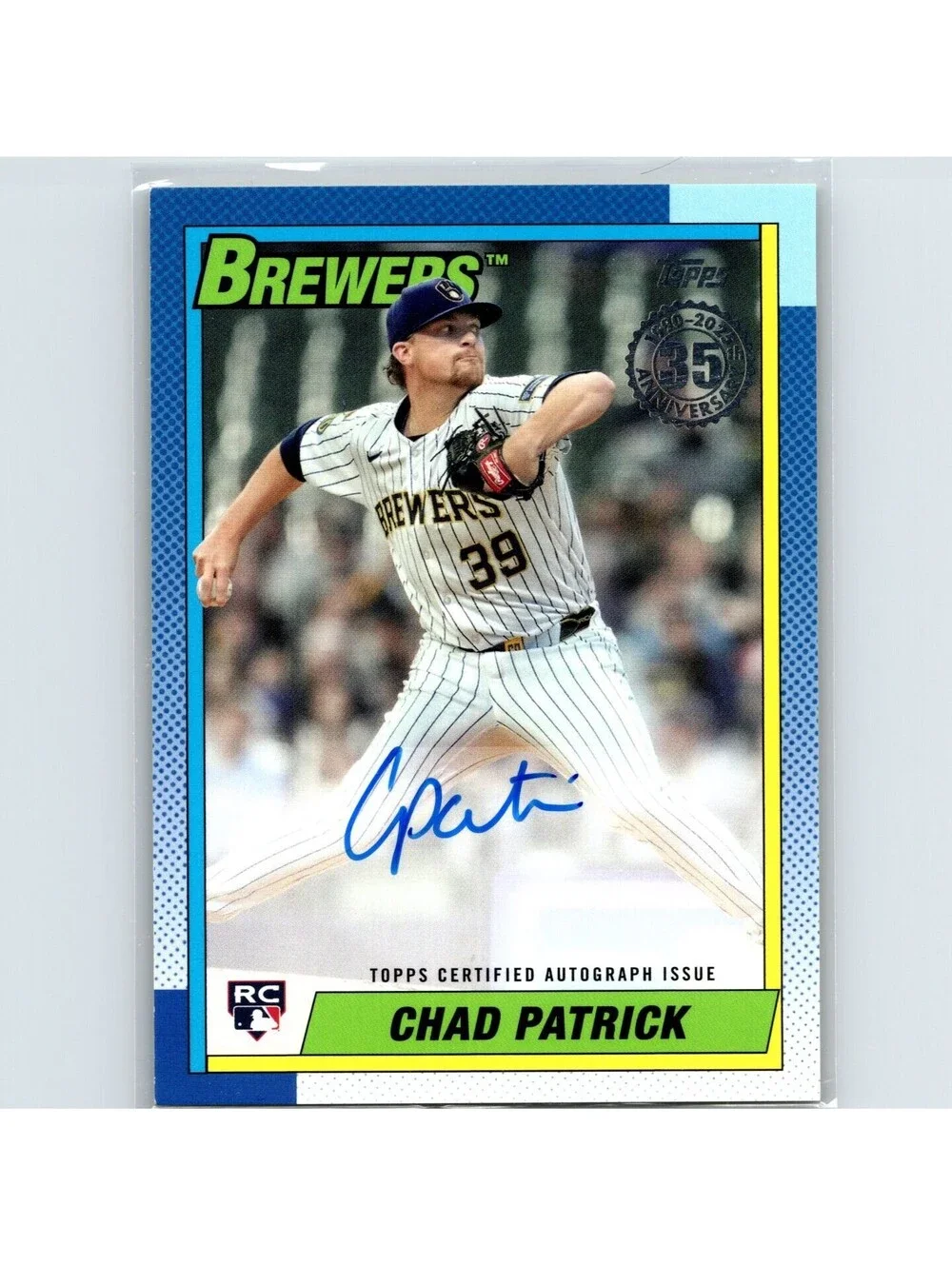 2025 Topps Update Series - Chad Patrick 90AU-CPK - 1990 Topps Auto - Brewers